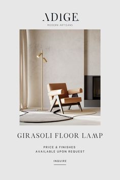 the cover of adge magazine shows a chair and lamp in front of a white wall