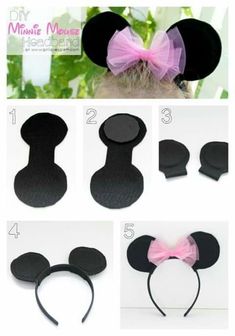 how to make minnie mouse ears with tulle and bow for headbands or hair clips