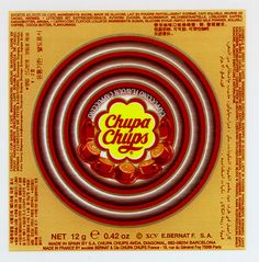 the label for chupa chips is shown in red and yellow