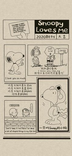 snoopy loves me comic strip in english and chinese