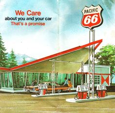 an advertisement for the pacific 66 gas station