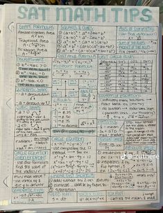 a notebook with some writing on it that is full of math tips and instructions for students to use