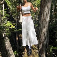 Skirt Inspiration, Cottagecore Outfits, White Maxi Skirts, Maxi Skirt Outfits, White Skirt, Skirt Outfit, Matching Dresses, Spring Summer Outfits, Spring Summer Fashion