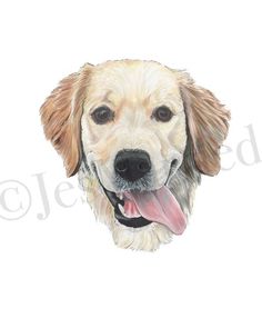 a drawing of a dog with its tongue out