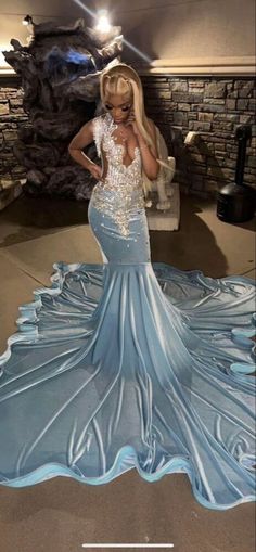 Carolina Blue Prom Dresses, Light Blue And Silver Prom Dress, Prom Dresses Colors, Snap Poses, Prom 2k24, African Prom Dress, Prom Inspiration, Light Blue Prom Dress, Prom Inspo