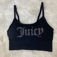 Juicy Women’s Bralette Rhinestone Logo Sports Bra With Detachable Pads Bedazzled Brand New With Tags Plastic Tags Size 1x Or Xl Pit To Pit 13in Unstretched Bust 30in Unstretched Under Bust 13in Unstretched Length 14in I’m A 41in Bust The Xl Was Just Right And The 1x Was A Little Tight. Ideal For 36in-38in Bust Price Is Per Piece Pink Has Tags Black I Thick Got Ripped Away From Storage But Both New Never Worn Material Nylon Spandex / Stretchy /Soft #Cropped #Bralette #Bra #Juicy #Bedazzled Juicy Couture Purse, Black Only, Sports Logo, Juicy Couture, Women's Intimates, Bralette, Sports Bra, Tights, Couture