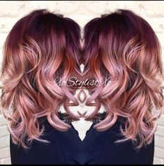 Hair Color 2017, Haircuts Curly, Ombre Hairstyles, Hairstyles Pixie, Red Ombre Hair, Hairstyles Bob, Gold Hair Colors, Hair Color Rose Gold, Scarlet Violet