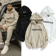 Essential Hoodie Outfit Men, Essentials Hoodie Outfit Men, Essential Hoodie Outfit, Essential Hooded Sweatshirt For Streetwear, Essential Streetwear Hoodie Sweatshirt, Sweat-resistant Crew Neck Hoodie For Streetwear, Essentials Hoodie Outfit, Handmade Pullover, Streetwear Sweatshirt With Double-lined Hood And Crew Neck