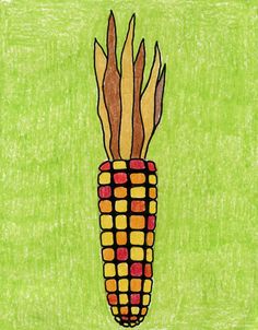 a drawing of a corn on the cob