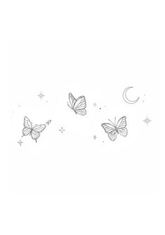 three butterflies flying in the sky with stars