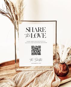 Wedding QR Code Sign Template, Share the Love QR Code Sign, Modern Wedding Reception Table Sign, Guest Photo Sharing, Capture the Love Sign - Etsy Love Qr Code, Wedding Honeymoon Fund, Honeymoon Fund Sign, Wedding Qr Code, Honeymoon Wish, Modern Wedding Reception, Pearl Anniversary, Qr Code Sign, Wedding Graphics