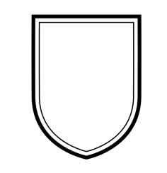 a black and white image of a shield