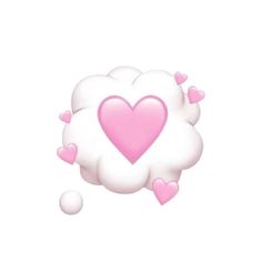 a heart shaped cloud with pink hearts floating around