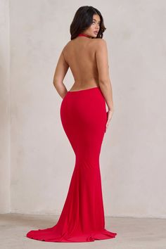 For effortless elegance this party season, there's no maxi dress quite like Saffina. Crafted from our premium red jersey with a hint of stretch to contour your curves, this floor-sweeping maxi dress boasts a fishtail silhouette with a plunging cowl neckline and a dramatic open back. Complement the fiery hue of Saffina with gold accessories at your next formal event. Features- Premium stretch jersey- Halter cowl neckline- Open back- Fishtail skirt- Maxi length Sizing & FitModel is 5'7" and wears UK size 8 / US size 4 Product InformationDesigned exclusively by Club L LondonDouble layered with good stretchPremium stretch jersey in Red (95% Polyester, 5% Elastane)SKU: CL129337004 Pink Jersey, Velvet Prom Dress, Bridal Bachelorette Party, Formal Fashion, Red Jersey, Fishtail Skirt, Black Tie Gala, Skirt Maxi, Christmas Party Dress