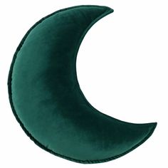 a green crescent pillow on a white background