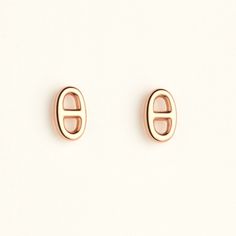 Made In France Rose Gold 750/1000 Motif Size: 0.96 X 0.57 Cm Never Been Worn Hermes Earrings, Hermes Jewelry, Hermes Constance, Costume Earrings, Vintage Hermes, Cloisonne Enamel, Gold Branding, Enamel Earrings, Gold Enamel