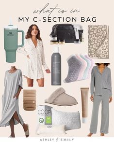 a collage of women's clothing and accessories with the words, what to wear on my c - section bag