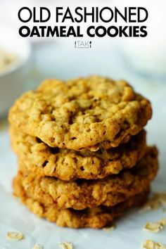 oatmeal cookies stacked on top of each other