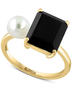 in stock Gold Sign, Onyx Jewelry, Onyx Ring, Onyx Stone, Pearl Ring, Metal Rings, Free Jewelry, Emerald Cut, Ring Set