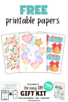 the free printable gift kit for kids with balloons, presents and gifts on it