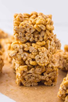 some cereal bars stacked on top of each other