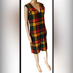 Unbelievable. 1960s Ladies Plaid Dress By Exquisite Designer Bill Atkinson Glen Of Michigan Jr. Vintage Quality Materials. Please See Photos For Measurements. The Manakin Is An Adult Small. Great Used Vintage Condition. Pictures Of Plaid Dress And Inside Out To See The Condition Of The Dress And Lining. Very Special Price That May Very Well Belong In A Museum! Plaid Fashion, Plaid Dress, Special Price, Vintage 1960s, Red Yellow, Retro Style, Vintage Dresses, Retro Fashion, Michigan