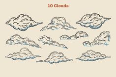 the clouds are drawn in different ways