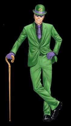 a man in a green suit and hat with a cane on his hand, standing