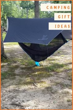 a tent with the words camping gift ideas on it