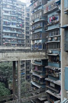 an old building with lots of balconies on it