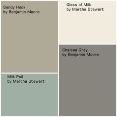 Glass of Milk and Chelsea Gray for cabinet colors, Milk Pail for wall color, and Sandy Hook for family room and hallway? Keller Linnell Front Of House Window Ideas, Gray Shutters, Outside Paint Colors, Pantone Azul, Hook Board, Milk Pail, Trendy House, Outside Paint