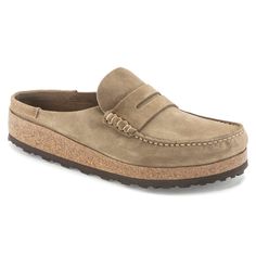 Naples Suede Leather Taupe | BIRKENSTOCK Birkenstock Styles, Birkenstock Men, Birkenstock Style, Mens Clogs, Moccasins Style, Clogs Style, Suede Leather Shoes, Suede Mules, Zermatt