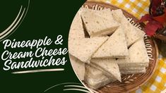 a plate full of crackers sitting on top of a yellow and white checkered table cloth