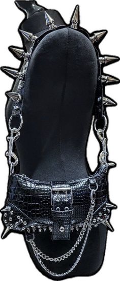 Punk Bag, Goth Bag, Spike Bag, Boot Straps, Mini Shoulder Bag, Cool Boots, Bag Shoulder, Stainless Steel Chain, Small Bags