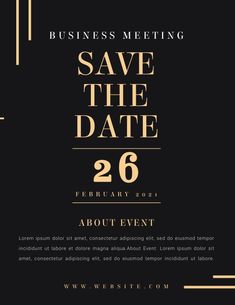 a black and gold save the date flyer