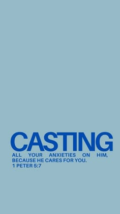 an airplane is flying in the sky with words reading casting all your answers on him