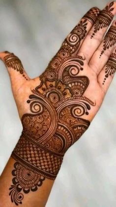 the hand is decorated with henna designs