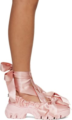 Rombaut - Pink Boccaccio II Aura Bows Ballerina Flats Bows On Shoes, Ballet Grunge, Shoes With Bows, Ballet Wear, Ballerina Outfit, Ballet Heels, Ballerina Heels, Pink Diamonds, Aesthetic Shoes