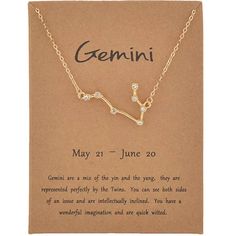 *Brand New* Birthday Constellation Necklace. One Size Fits All With Gold Clasp. Gold Plated. Gemini Constellation Necklace. Gemini Necklace, Gemini Constellation, Elephant Charm Necklace, Diamond Drop Pendant, Journey Pendant, Silver Link Necklace, New Birthday, Lucky Charm Necklace, Blue Choker