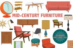 an assortment of mid century furniture