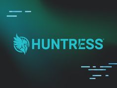 the word huntress is displayed on a dark background