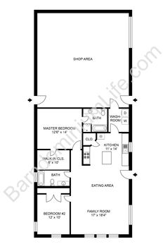 the floor plan for a two bedroom, one bathroom apartment with an attached living area