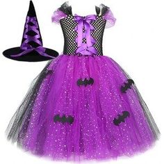 :sparkles:This witch costume for girls is the perfect set for any special event, from Halloween and dress-up parties to cosplay or family gatherings. Made from high-quality, lightweight material, this costume is gentle on child's skin and comfortable to wear. This unique set includes beautiful tulle with an adjustable crochet top, witch hat, and broom to complete the authentic look. Bat Witch Costume, Witch Costumes Kids, Witch Costumes For Kids, Purple Witch Dress, Purple Tutu Skirt, Kids Witch Costume, Witch Tutu, Halloween Purple, Purple Witch