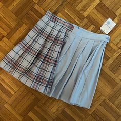 Nwt Forever 21 Blue Half Plaid Pleated Skater Mini Skirt Side Zipper And Button Closure Extra Button Included Size M 14.5” Waist 15” Length Trendy Light Blue Skort, Blue Trendy Pleated Mini Skirt, Trendy Blue Pleated Mini Skirt, Trendy Blue Mini Skirt For School, Trendy Blue Pleated Skirt, Blue High-waist Mini Skirt For School, Blue High Waist Mini Skirt For School, High Waist Blue Mini Skirt For School, High Waist Blue Skirt For School