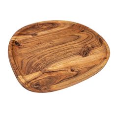 an oval wooden cutting board on a white background with clipping for text or image