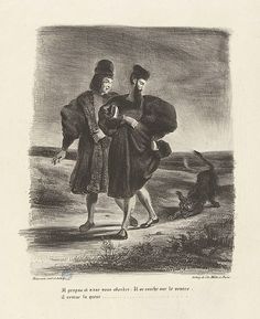 an image of a man and woman walking in the dirt with a dog behind them