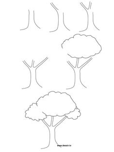 four different trees that are drawn in one line