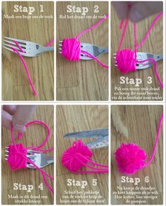 instructions to make a pom - pom fork holder