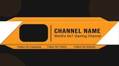 an orange and white channel name label on a black background