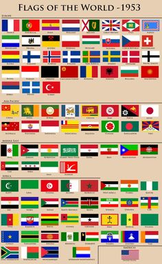 the flags of the world in different colors and sizes, all with their respective country names